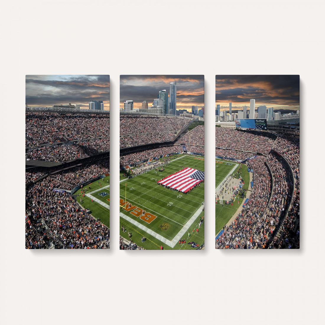 Chicago Bears Soldiers Field Wall Art Canvas Print, Extra Large Game Room Wall Decor