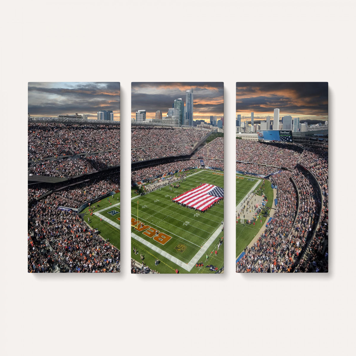 98106777-PAN-FL-20X10 - Chicago Bears Soldiers Field Wall Art Canvas Print, Extra Large Game Room Wall Decor