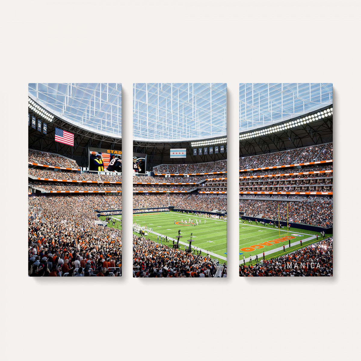 32530647-PAN-FL-20X10 - Chicago Bears Soldiers Field Wall Art Canvas Print, Framed and Ready to Hang