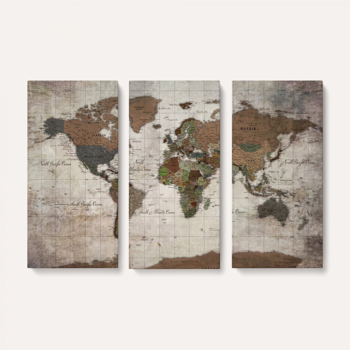 65393892-MGV-CV-36X24 - World Map Wall Art Canvas Print, Modern Decorative Framed Map Artwork Prints for Living Room, Office, Bedroom Wall Decor