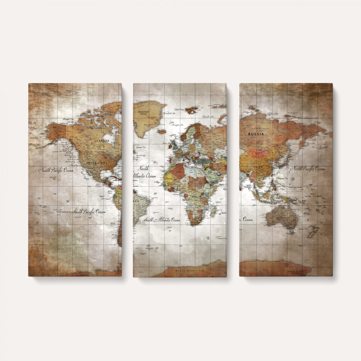 51643807-MGV-CV-36X24 - World Map Wall Art Canvas Print, Modern Decorative Framed Map Artwork Prints for Living Room, Office, Bedroom Wall Decor