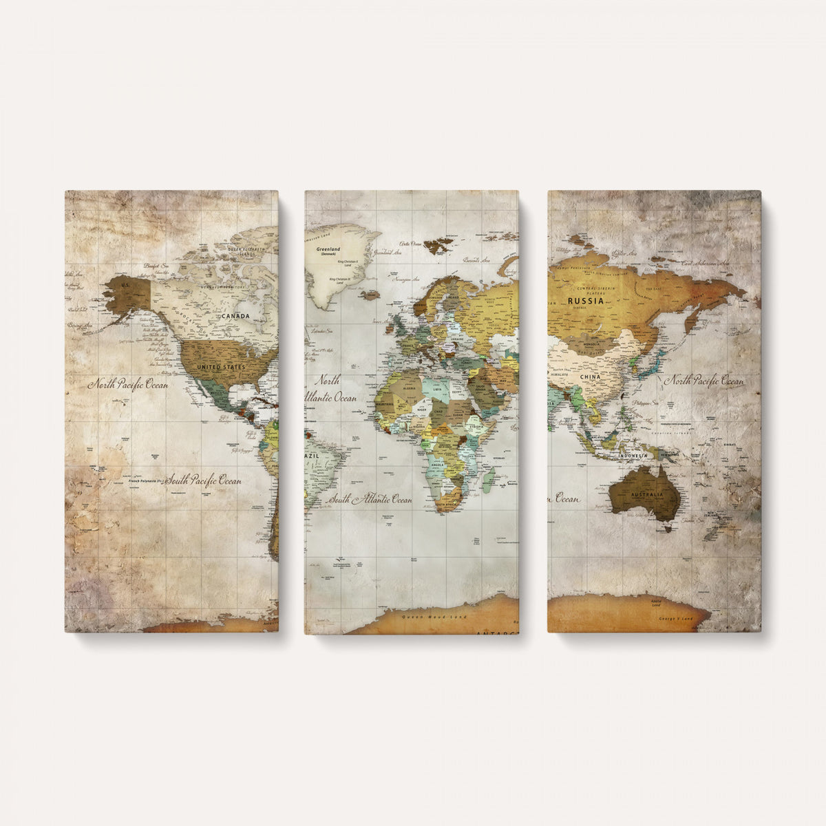 86108417-MGV-CV-36X24 - World Map Wall Art Canvas Print, Modern Decorative Framed Map Artwork Prints for Living Room, Office, Bedroom Wall Decor