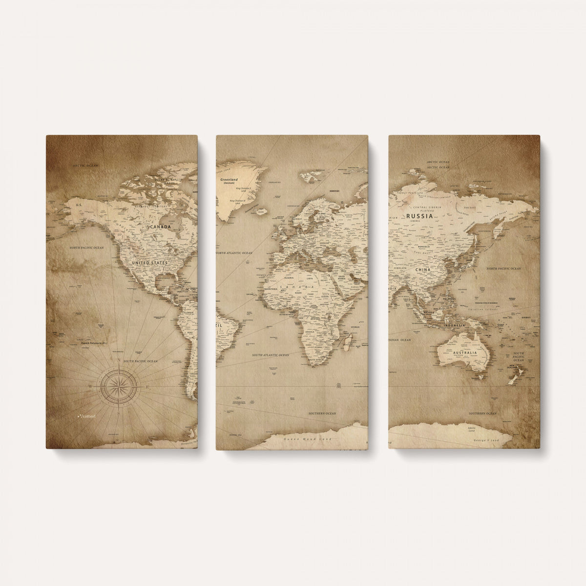 34795134-MGV-CV-36X24 - World Map Wall Art Canvas Print, Modern Decorative Framed Map Artwork Prints for Living Room, Office, Bedroom Wall Decor