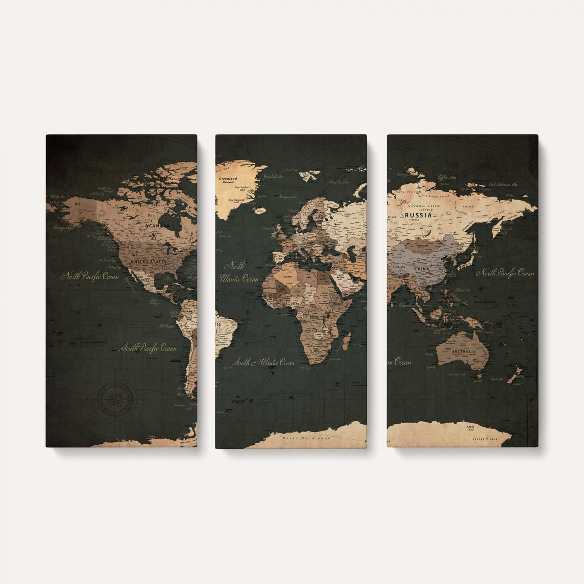 62059333-MGV-CV-36X24 - World Map Wall Art Canvas Print, Modern Decorative Framed Map Artwork Prints for Living Room, Office, Bedroom Wall Decor