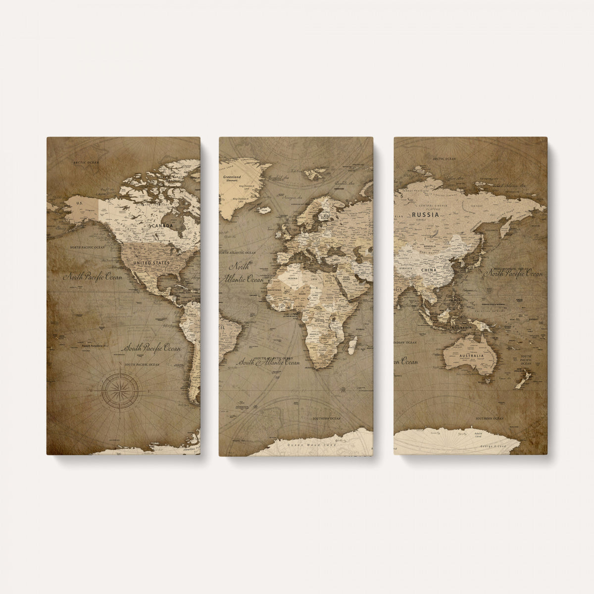 82314635-MGV-CV-36X24 - World Map Wall Art Canvas Print, Modern Decorative Framed Map Artwork Prints for Living Room, Office, Bedroom Wall Decor