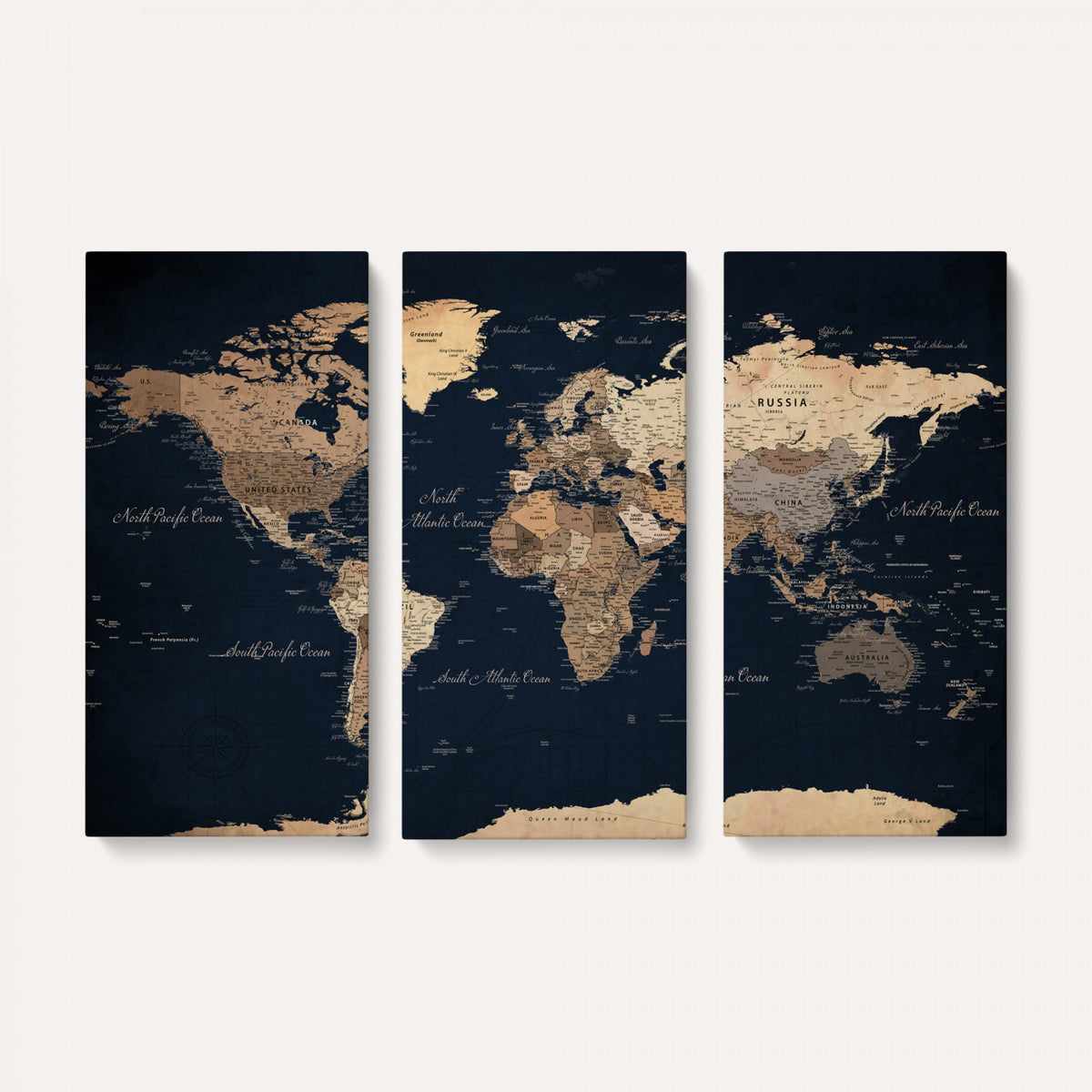53971530-MGV-CV-36X24 - World Map Wall Art Canvas Print, Modern Decorative Framed Map Artwork Prints for Living Room, Office, Bedroom Wall Decor