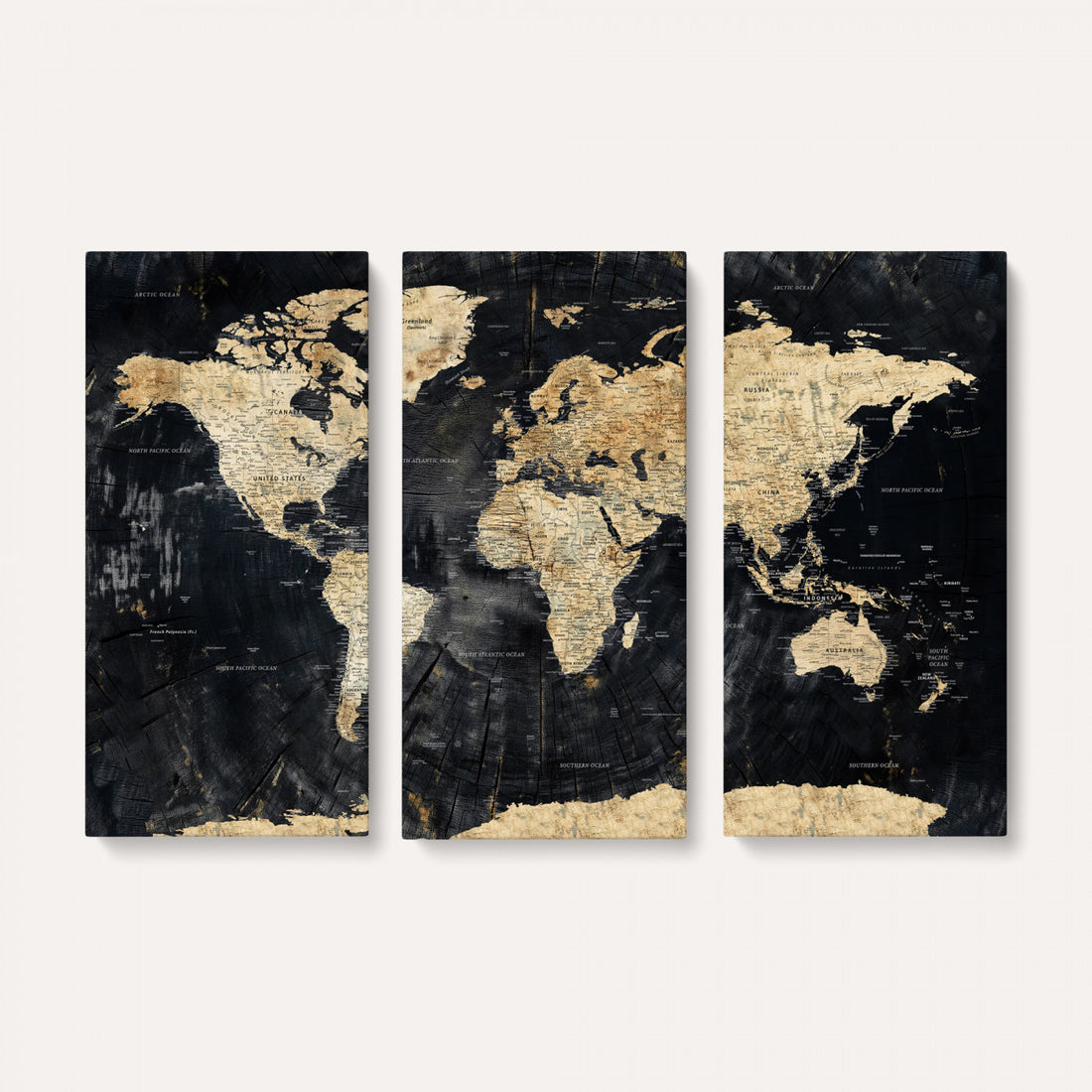Framed Large World Map Wall Art Canvas Print for Living Room