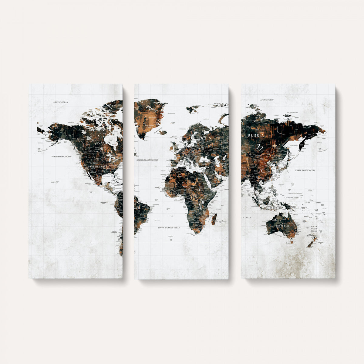 60008766-MGV-CV-36X24 - Large World Map Canvas Print – Framed Travel Map Wall Art