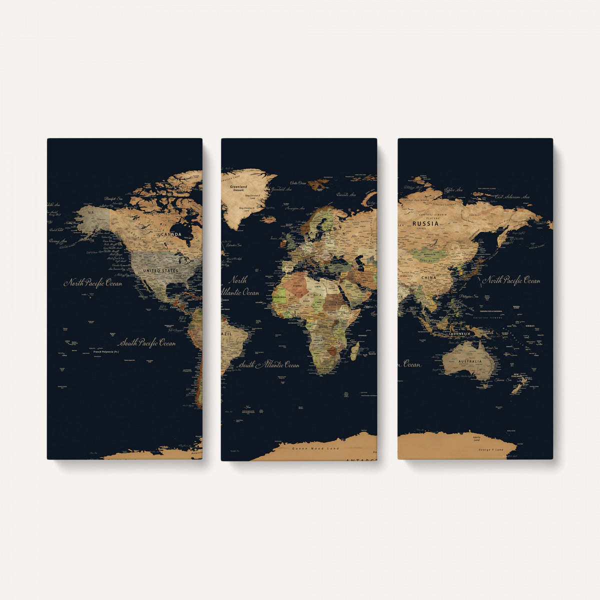 94449133-MGV-CV-36X24 - Vintage World Map Canvas on the Dark Background Wall Art
