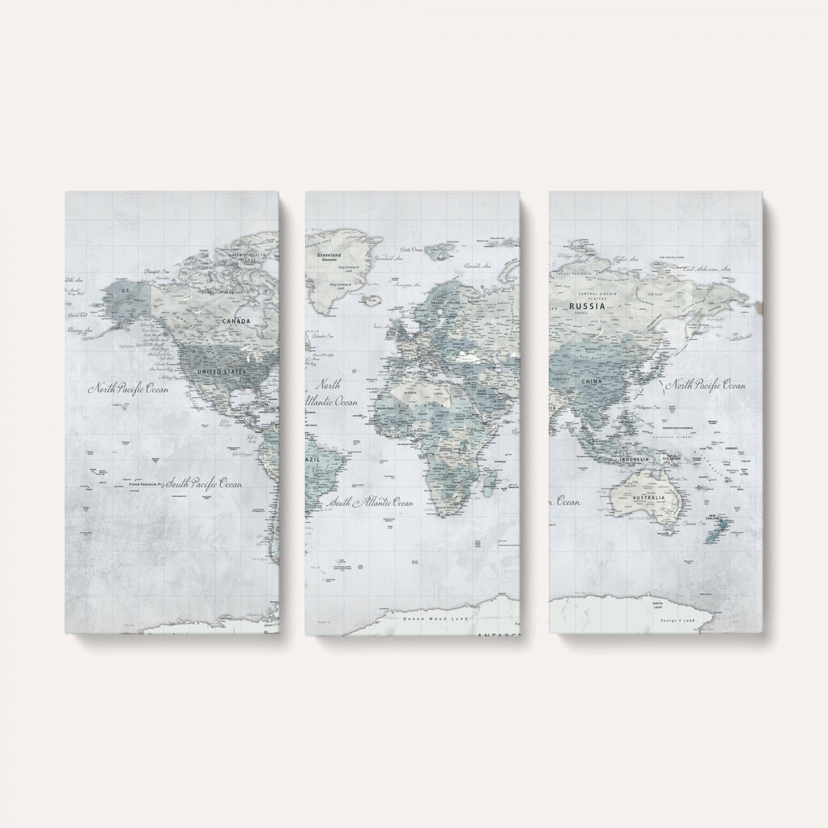 71091917-MGV-CV-36X24 - Push Pin World Map Canvas Print - Detailed Vintage World Map