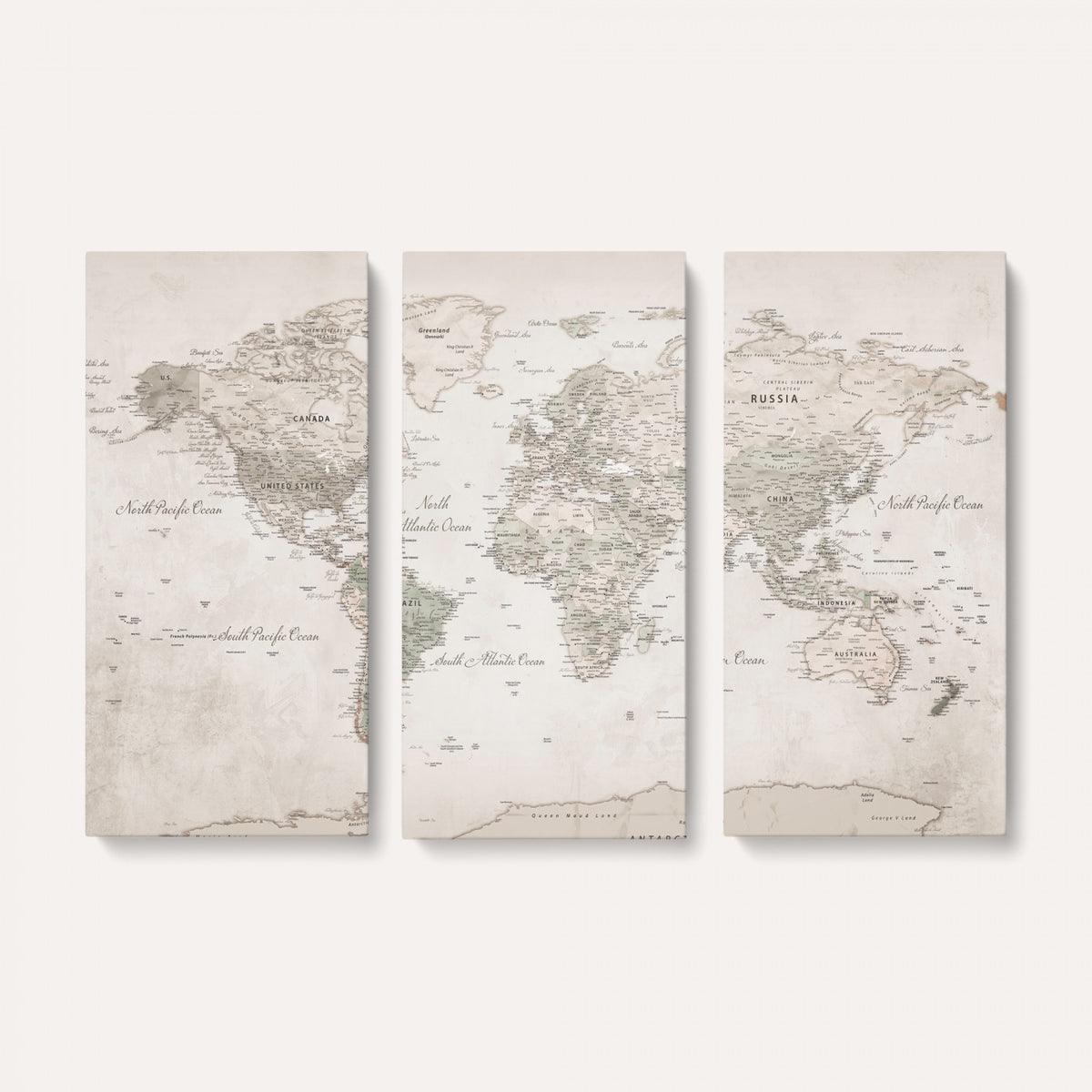 90355419-MGV-CV-36X24 - Antique Style World Map Canvas Print | Vintage Detailed World Map Art for Travel Lovers