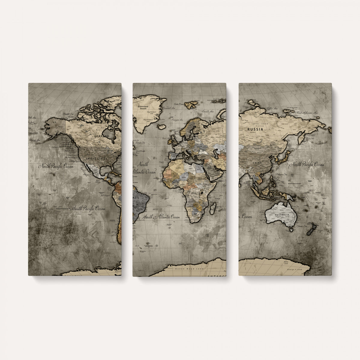 85218700-MGV-CV-36X24 - World Map Canvas Print, Detailed Map of the World Wall Art