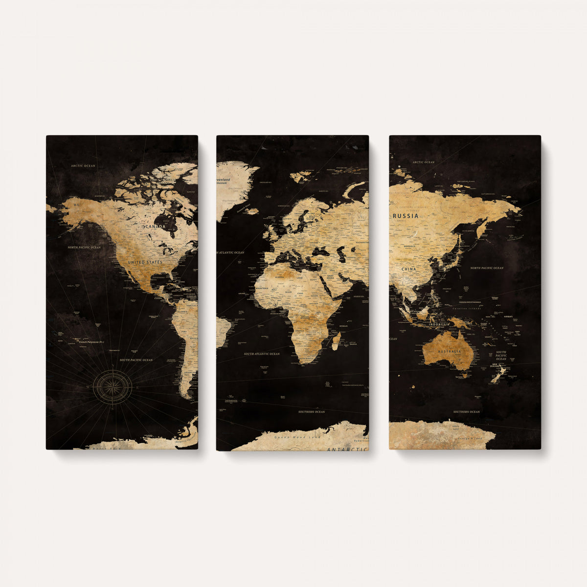 70468159-MGV-CV-36X24 - Extra Large World Map Canvas Print – Detailed Map Classic
