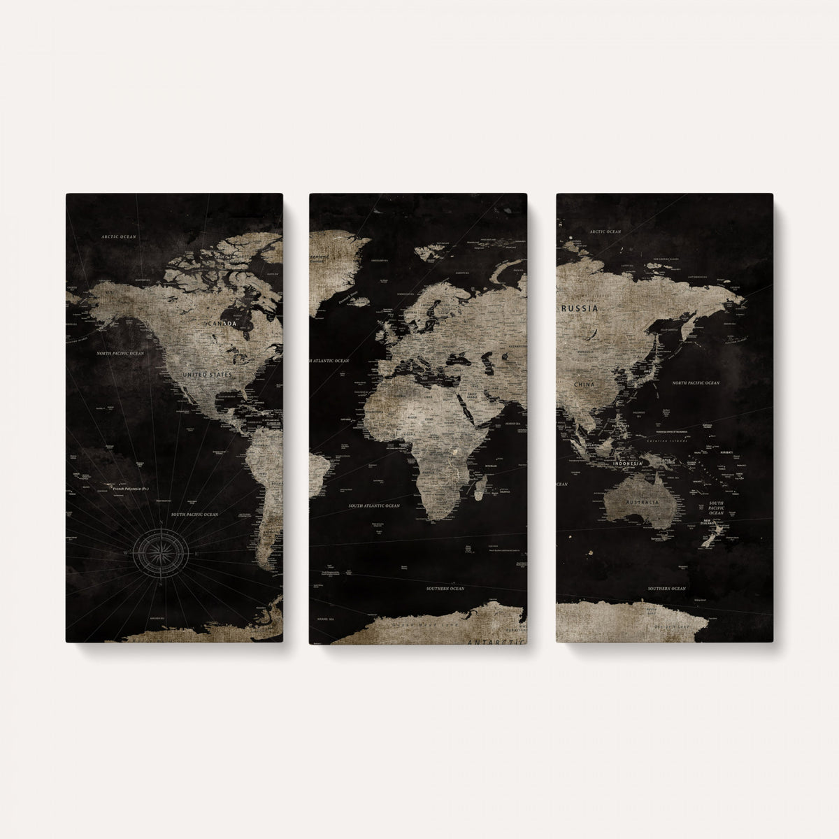 56225956-MGV-CV-36X24 - Detailed World Map Wall Art Print - Large Framed World Map