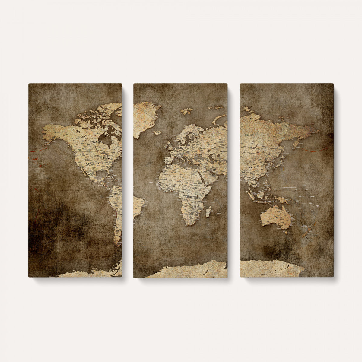 35847542-MGV-CV-36X24 - Dark Vintage World Map Canvas Wall Art Print, Antique Map