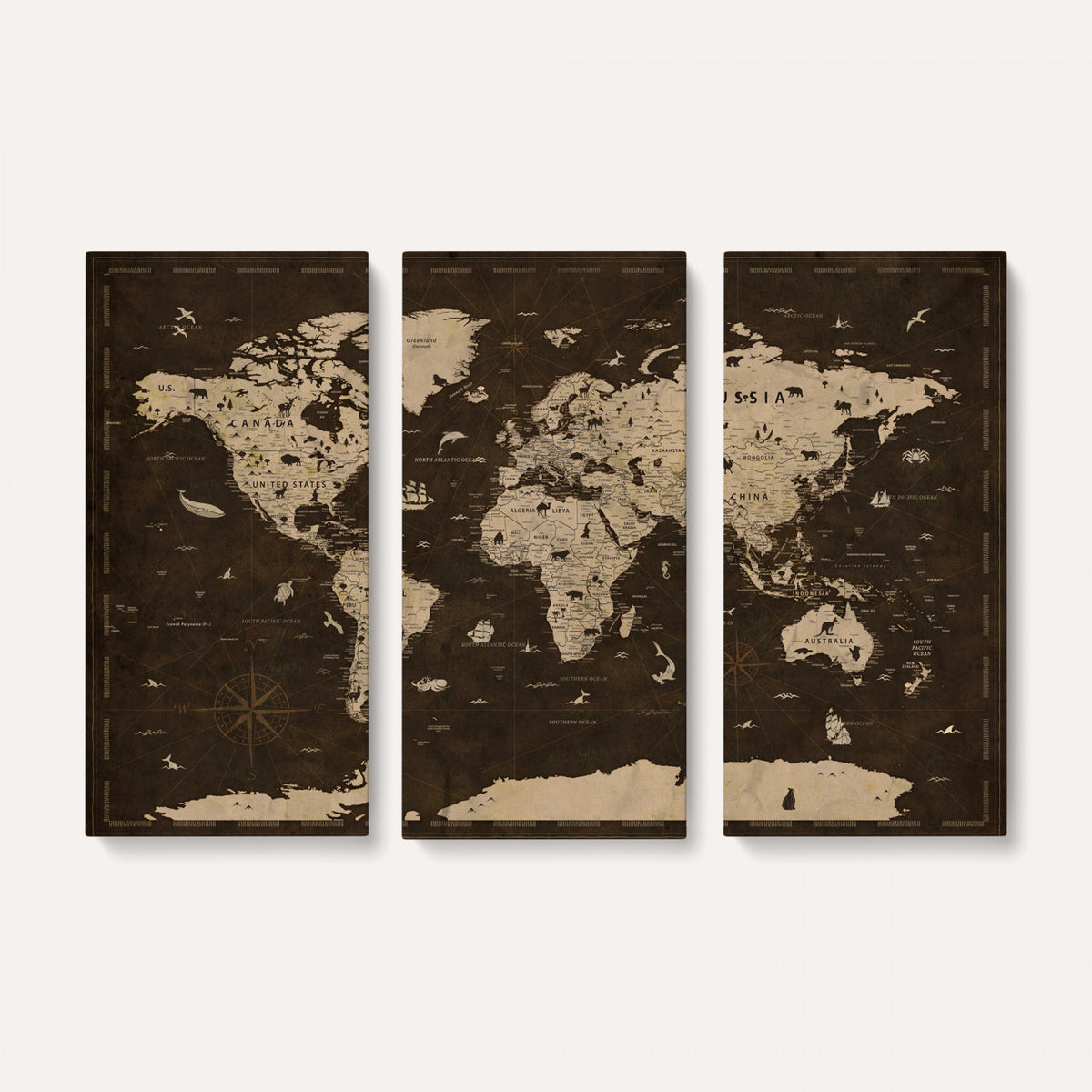 44276398-MGV-CV-36X24 - World Map Wall Art Canvas Print, Modern Decorative Framed Map Artwork Prints for Living Room, Office, Bedroom Wall Decor