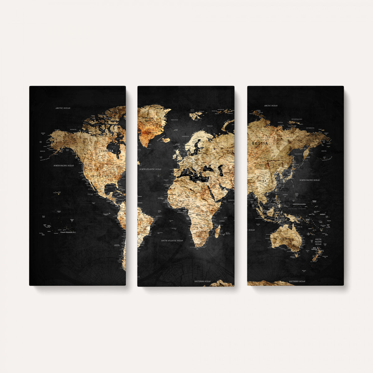 23568589-MGV-CV-36X24 - World Map Wall Art Canvas Print, Modern Decorative Framed Map Artwork Prints for Living Room, Office, Bedroom Wall Decor
