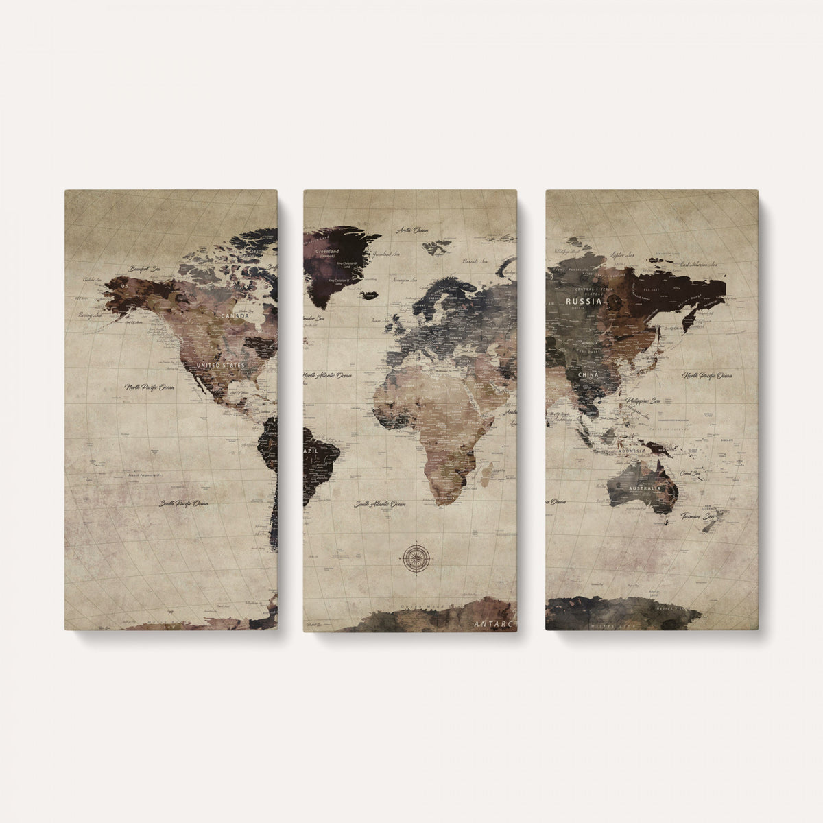 60560672-MGV-CV-36X24 - World Map Wall Art Canvas Print, Modern Decorative Framed Map Artwork Prints for Living Room, Office, Bedroom Wall Decor