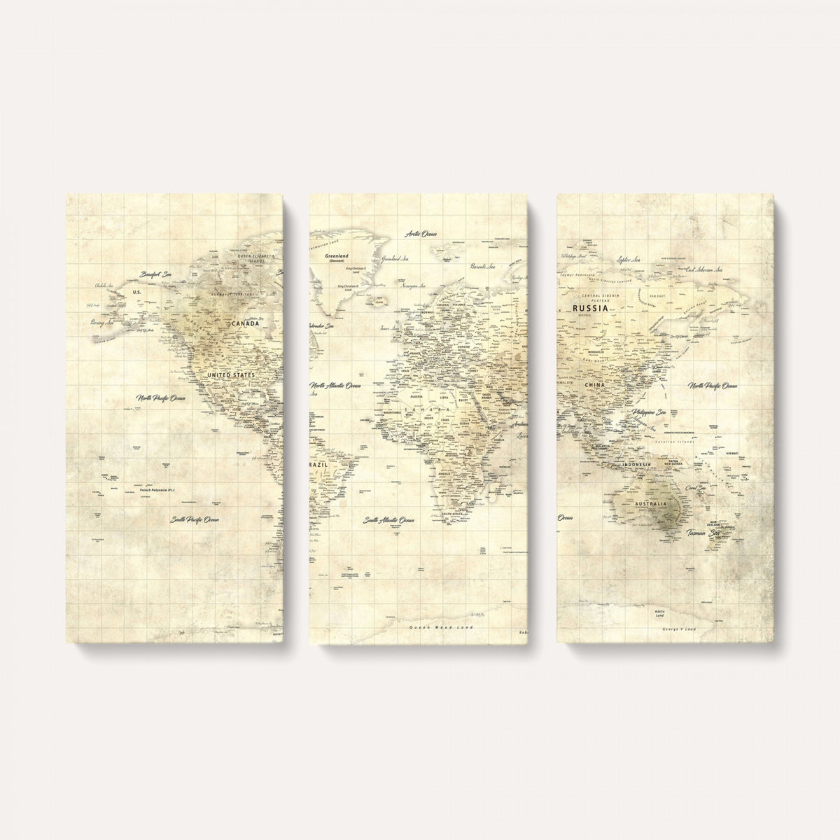 17101439-MGV-CV-36X24 - World Map Wall Art Canvas Print, Modern Decorative Framed Map Artwork Prints for Living Room, Office, Bedroom Wall Decor