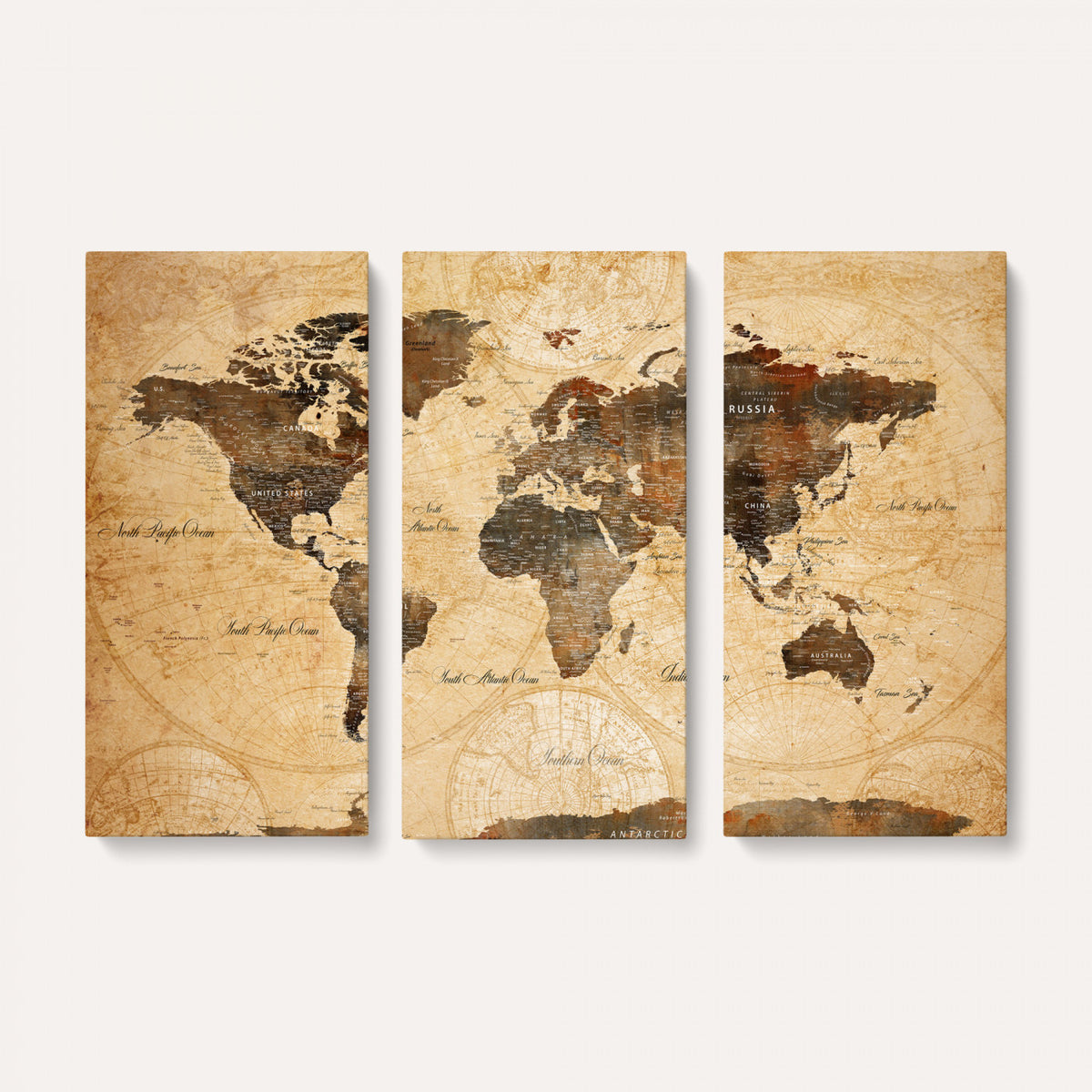 63156625-MGV-CV-36X24 - World Map Wall Art Canvas Print, Modern Decorative Framed Map Artwork Prints for Living Room, Office, Bedroom Wall Decor