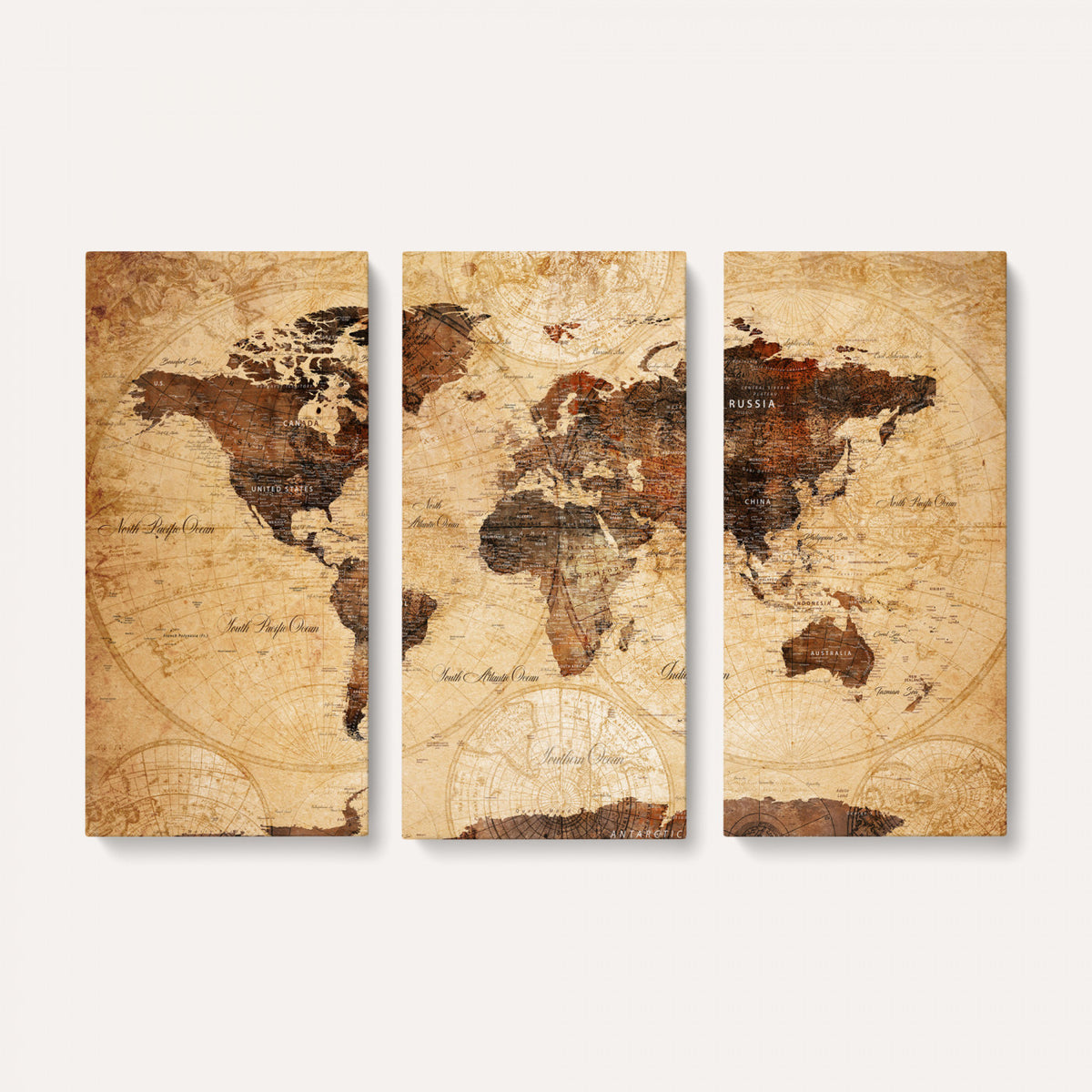 40760475-MGV-CV-36X24 - World Map Wall Art Canvas Print, Modern Decorative Framed Map Artwork Prints for Living Room, Office, Bedroom Wall Decor