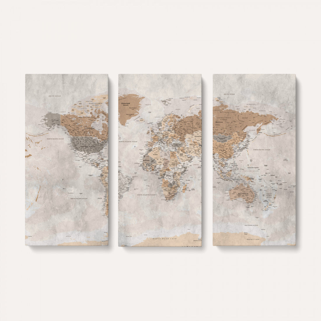 Detailed World Map Wall Art Canvas Print for Home and Office Decor