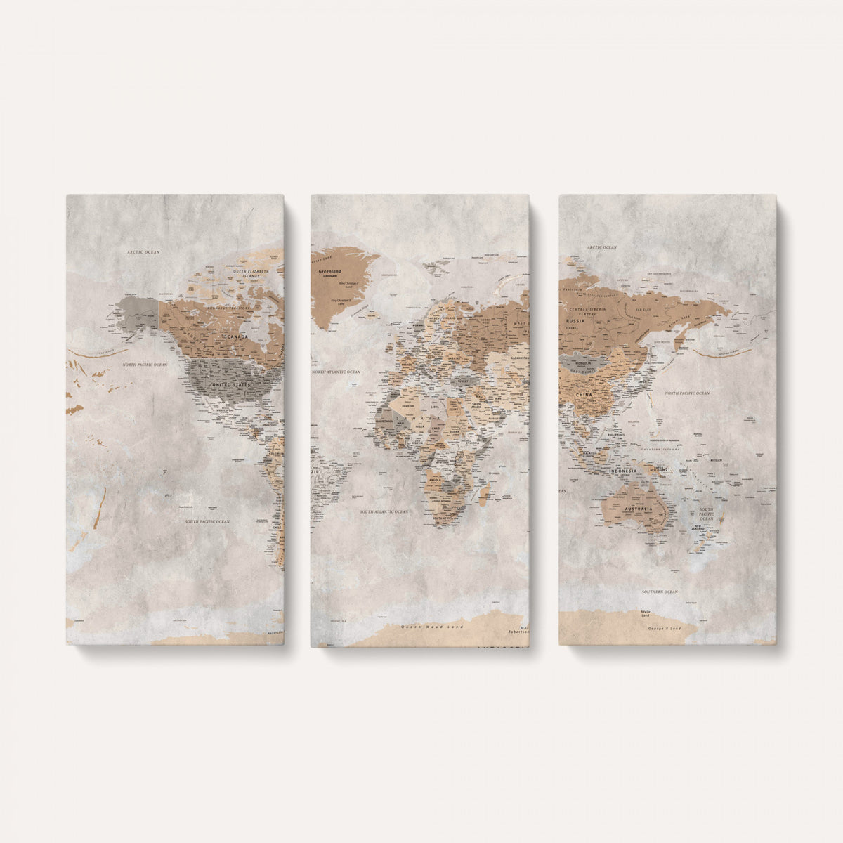 34051638-MGV-CV-36X24 - Detailed World Map Wall Art Canvas Print for Home and Office Decor