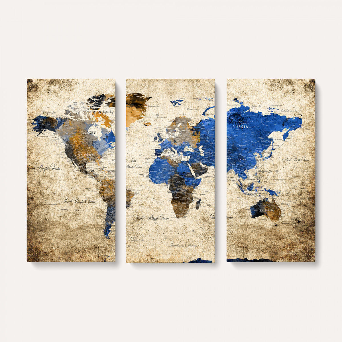 27314341-MGV-CV-36X24 - World Map Wall Art Canvas Print, Modern Decorative Framed Map Artwork Prints for Living Room, Office, Bedroom Wall Decor