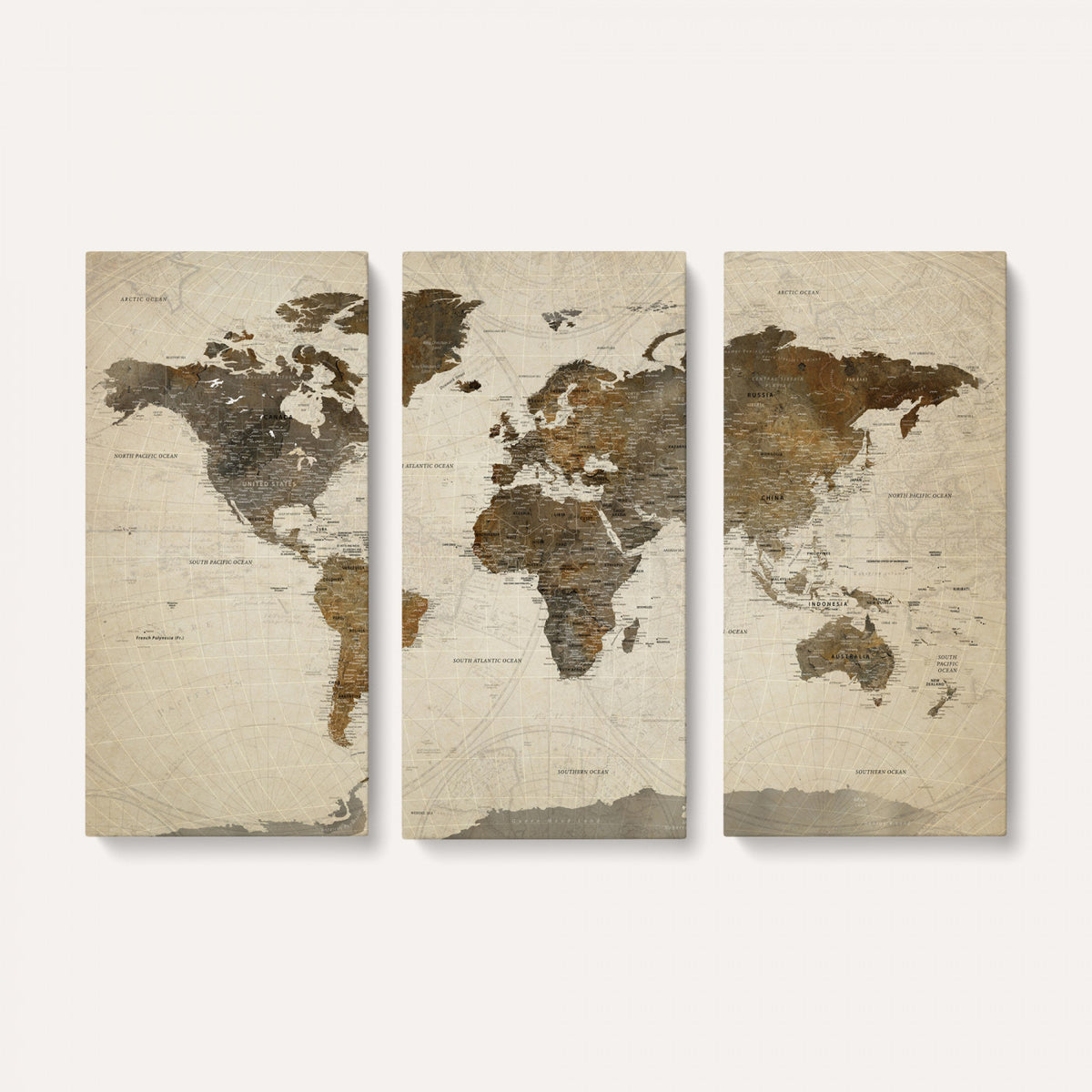 49623468-MGV-CV-36X24 - World Map Wall Art Canvas Print, Modern Decorative Framed Map Artwork Prints for Living Room, Office, Bedroom Wall Decor
