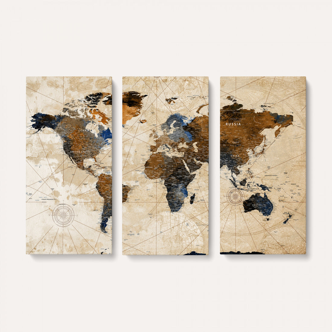 World Map Canvas Art Print | Framed Travel Map Wall Art