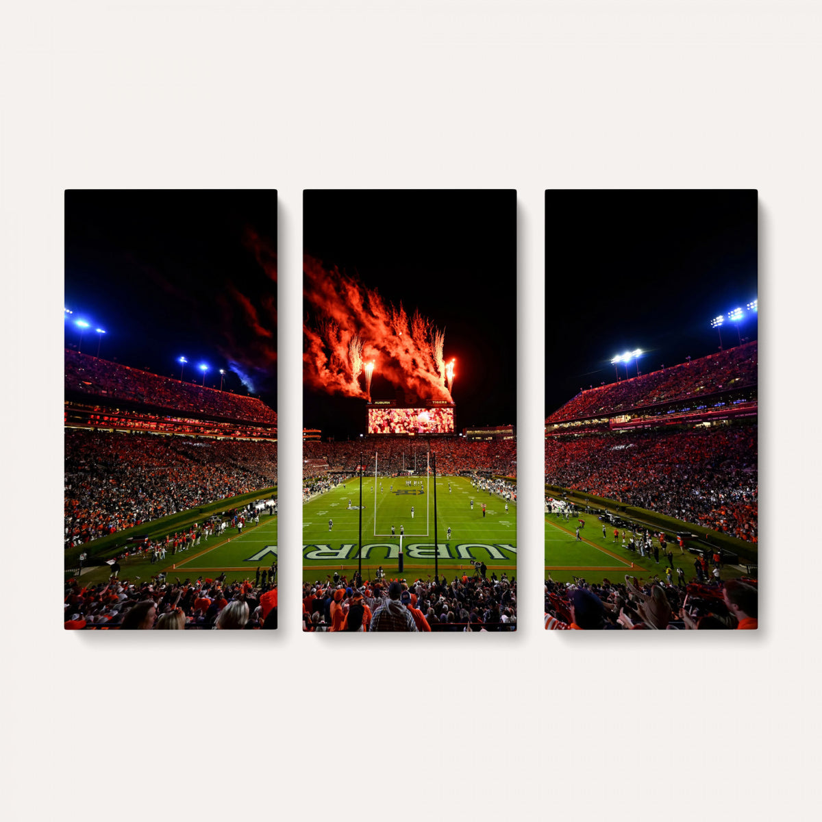 81918884-MGV-CV-36X24 - Auburn Stadium Wall Art Canvas Print, College Football Night Game Crowd, Jordan Hare Stadium Artwork