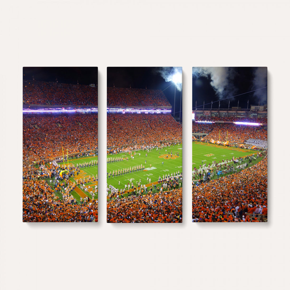 Clemson Football Stadium Wall Art Canvas Print, College Football Night Game