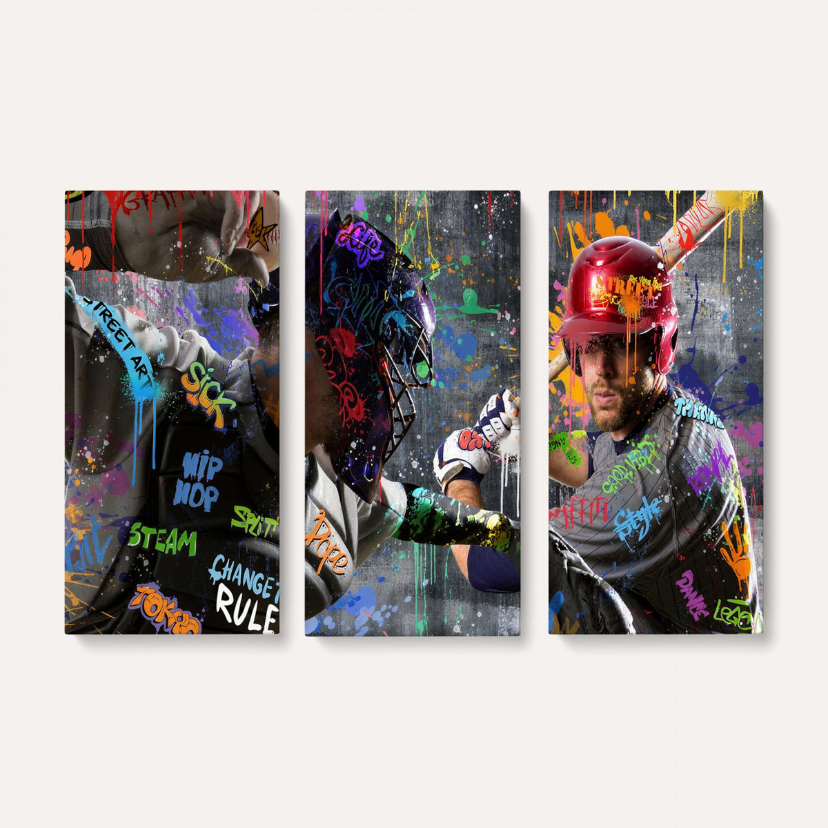 19634994-MGV-CV-36X24 - Graffiti Baseball Player Street Art Wall Art Canvas Print