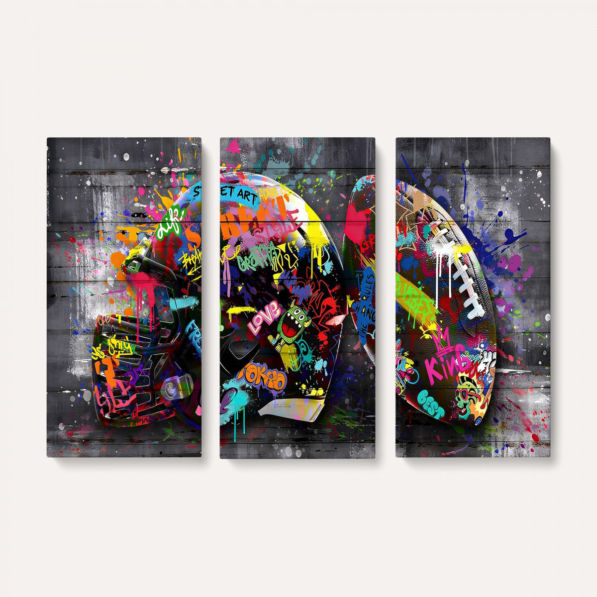 80540773-MGV-CV-36X24 - Graffiti American Football Helmet Street Art Wall Art Canvas Print