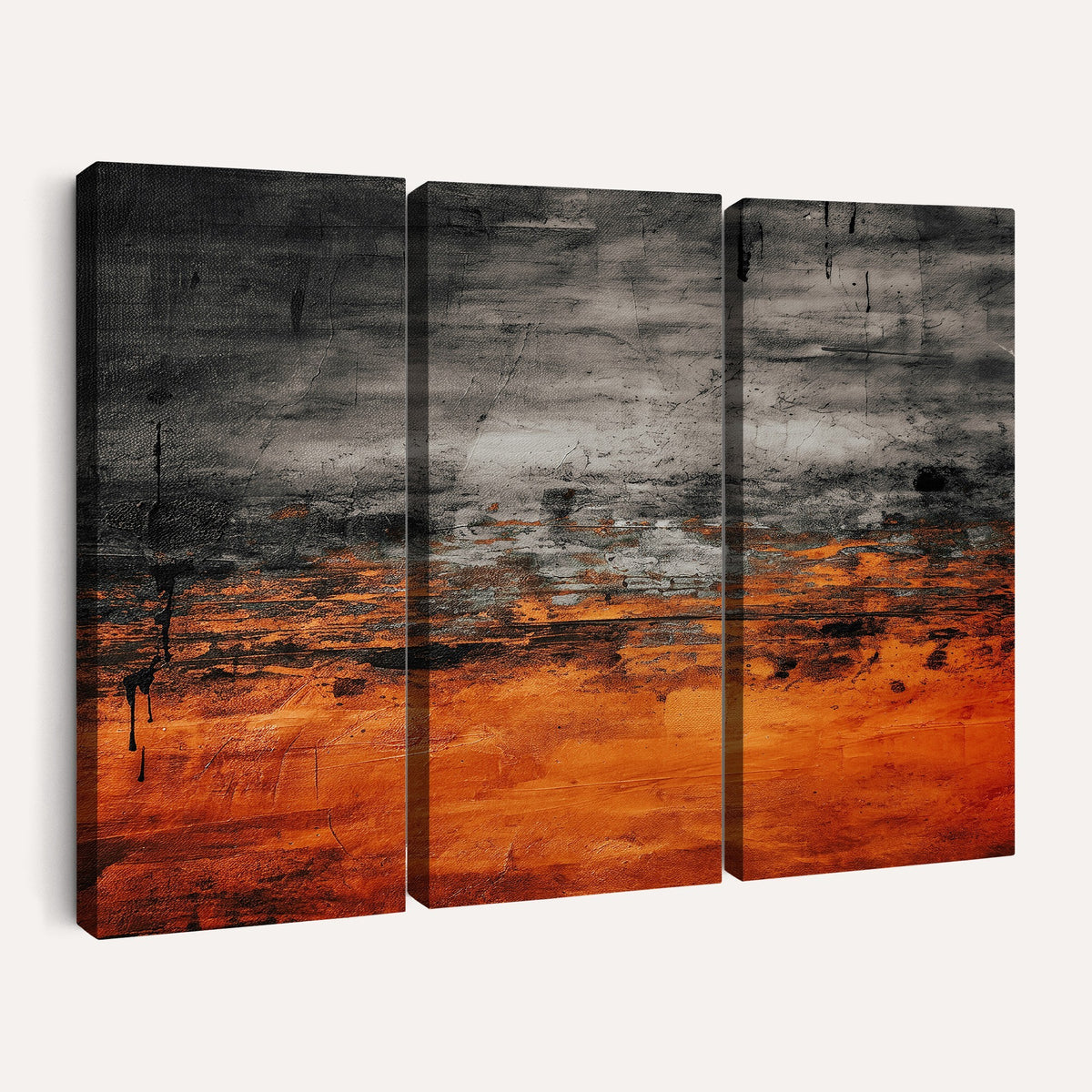 Black Orange Abstract Wall Art Canvas Print Modern Painterly Style