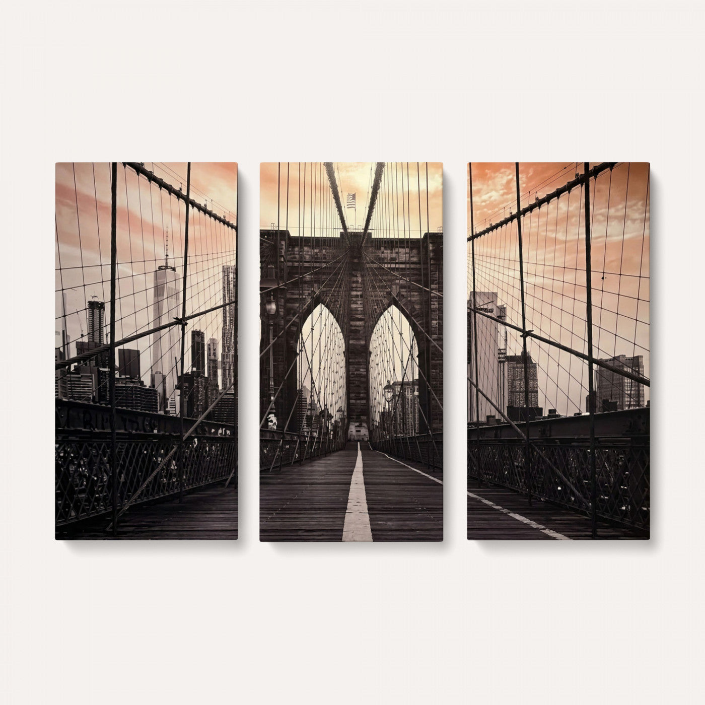 93226664-MGV-CV-36X24 - Brooklyn Bridge Canvas Wall Art, New York City Skyline Photography Print, NYC Landmark Urban Decor Artwork