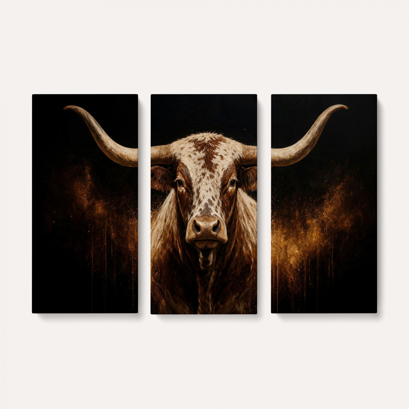 62076449-MGV-CV-36X24 - Texas Bull Cow Longhorn Canvas Wall Art Moody Western Bull Oil Painting Print
