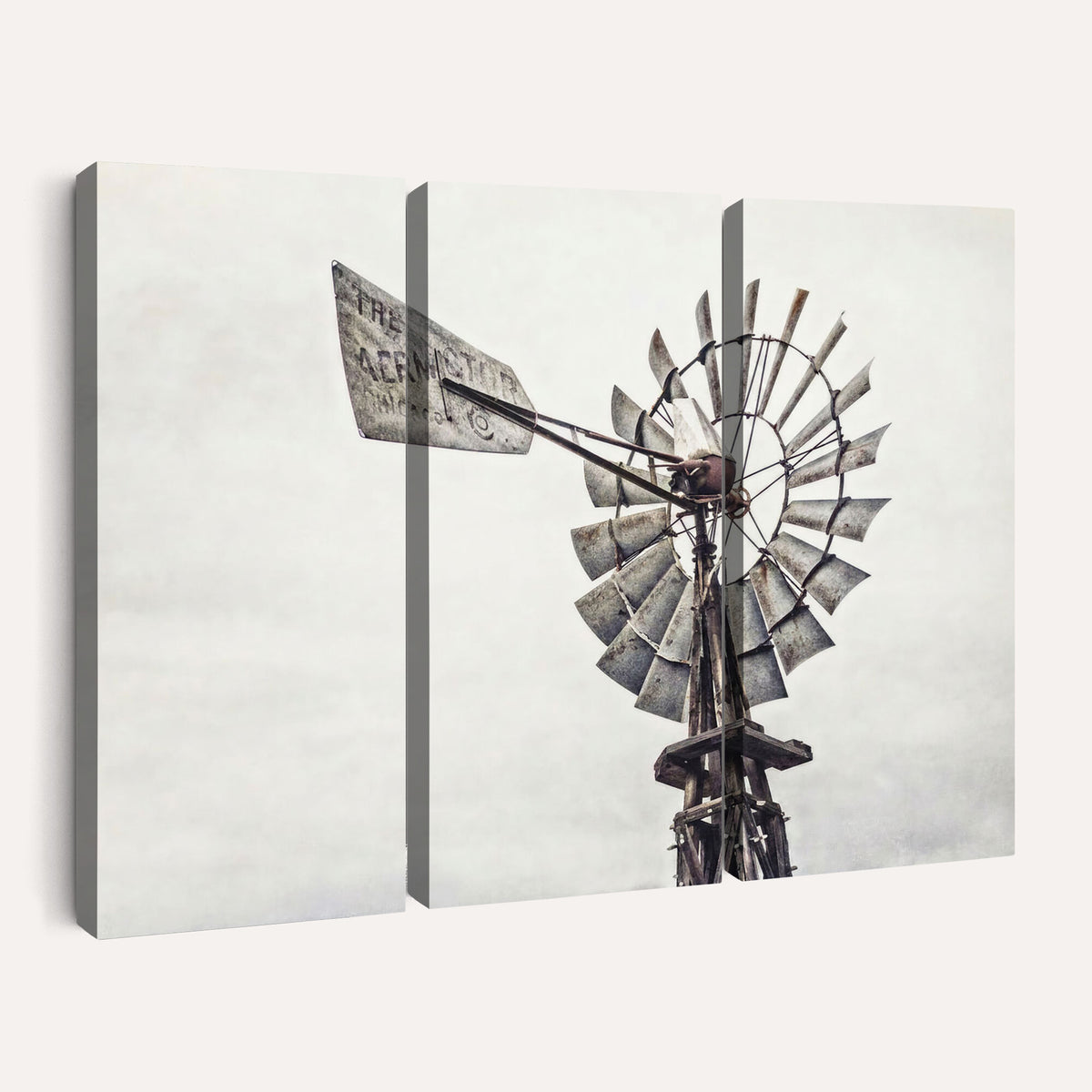 63200638-MGV-TP-24X36 - Vintage Rustic Farmhouse Windmill Canvas Wall Art - Western Country Landscape Print