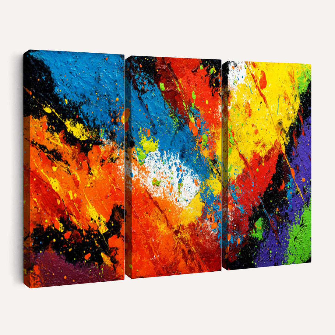 Vibrant Blue Abstract Canvas Wall Art Colorful Painterly Oil Painting Style Print