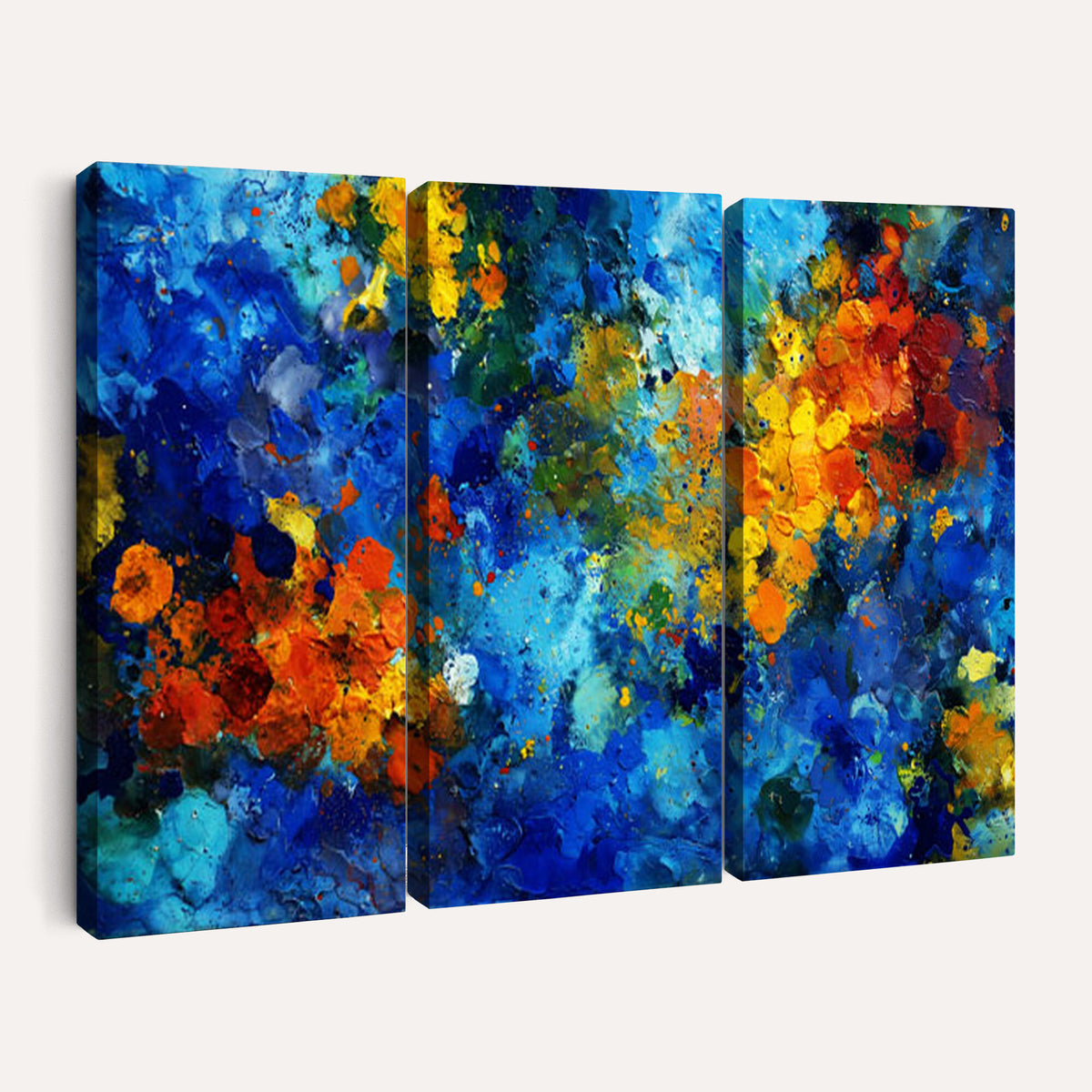 52431611-MGV-CV-36X24 - Vibrant Blue Abstract Canvas Wall Art Colorful Painterly Oil Painting Style Print