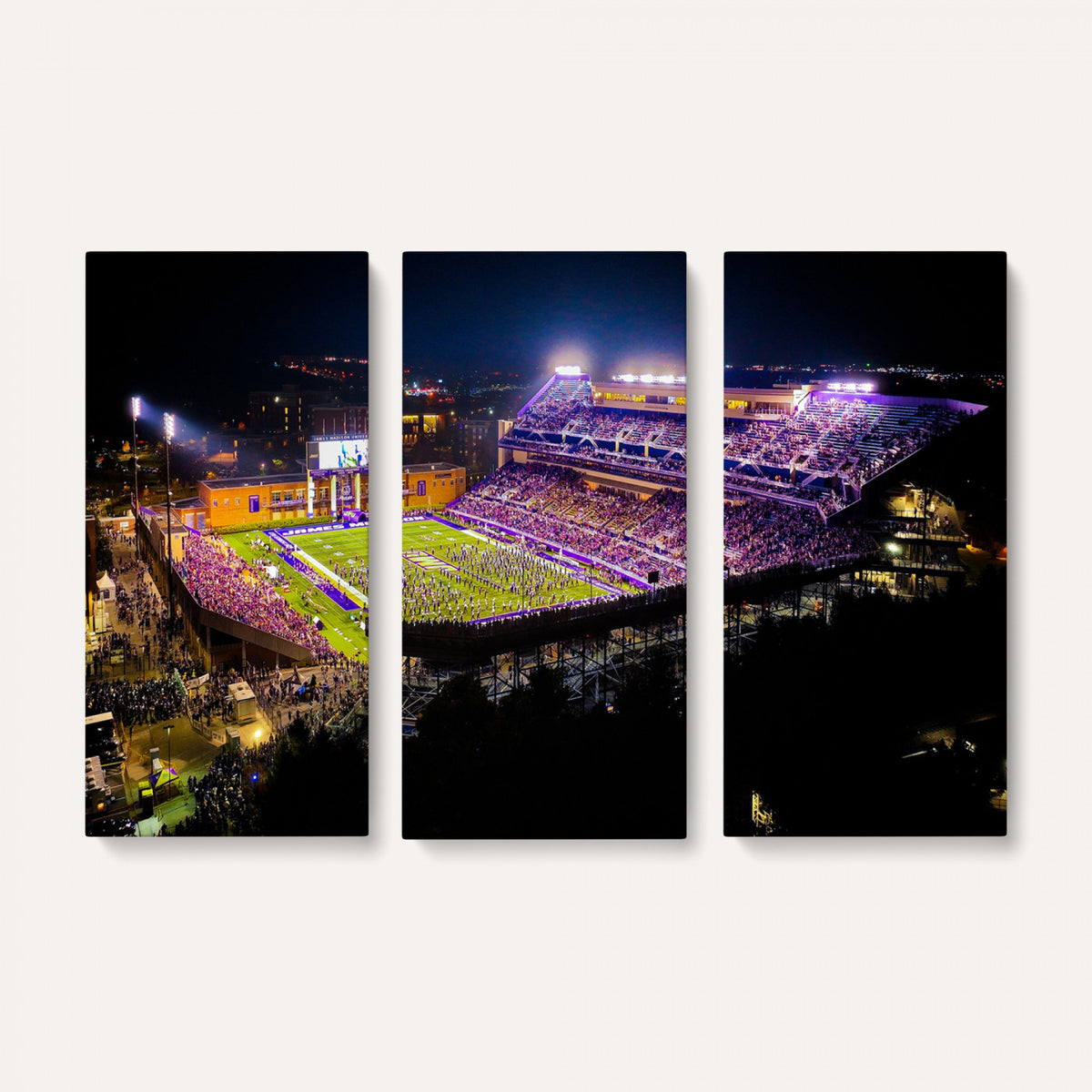 400867JMU2-MGV-CV-36X24 - JMU Stadium Wall Art Canvas Print for Game Room Decor - James Madison University Stadium