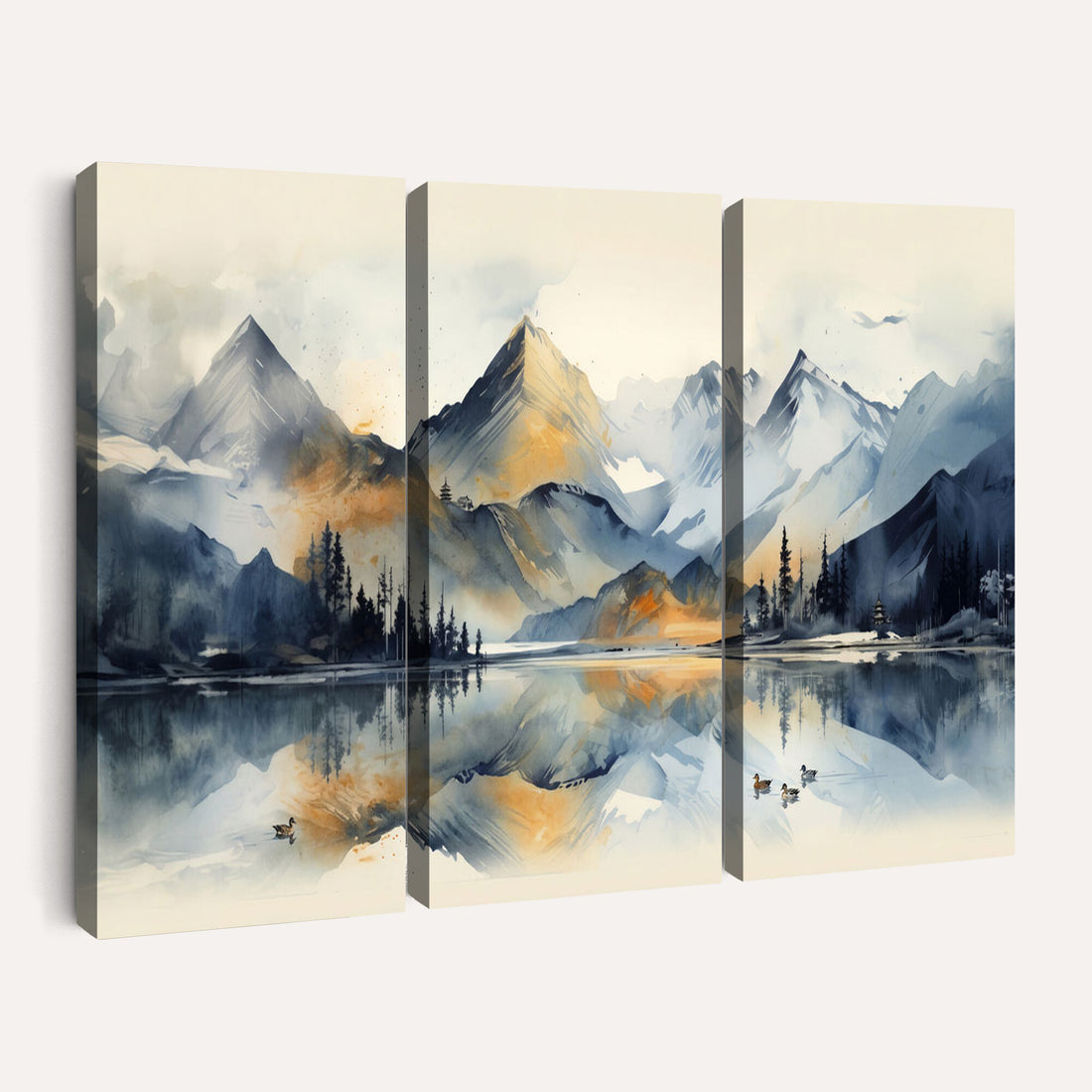 Lake Abstract Mountain Wall Art Canvas Print