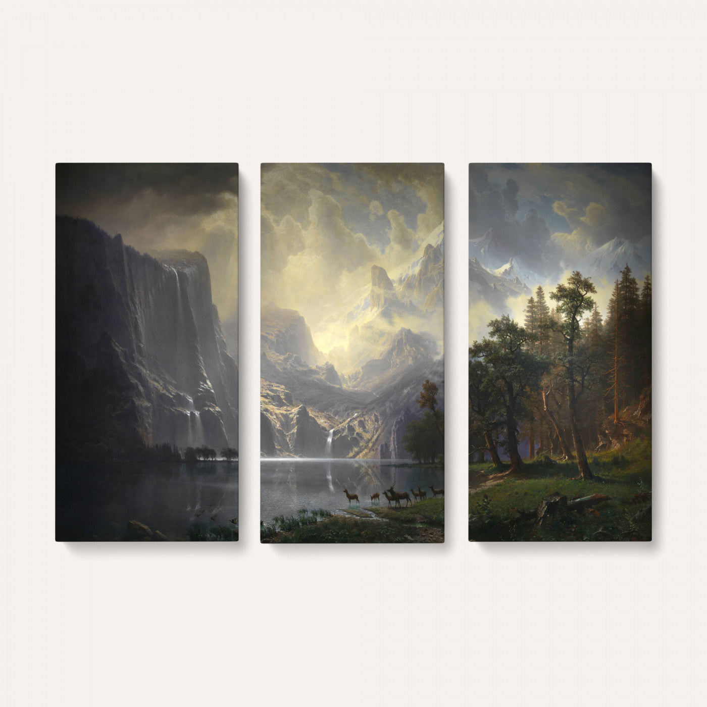 88679214-MGV-CV-36X24 - Albert Bierstadt Among the Sierra Nevada California Yosemite Wall Art Canvas Print, Classic Fine Art Painting Print