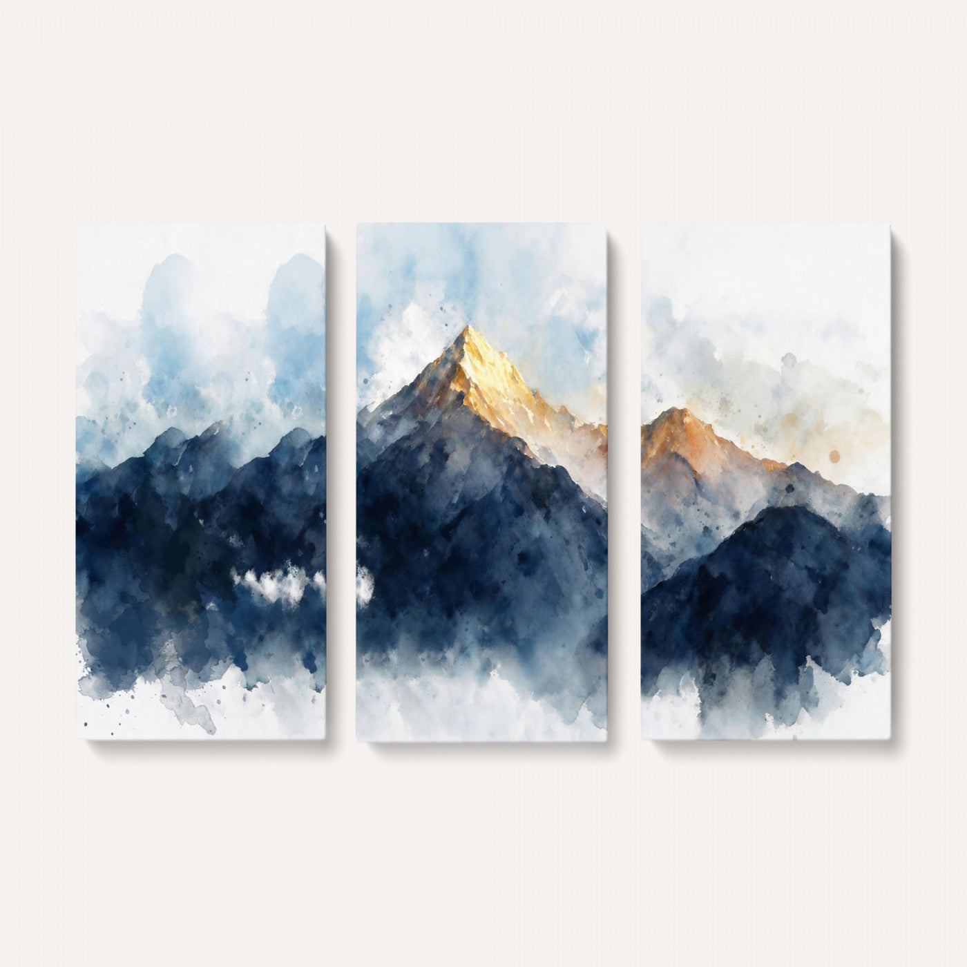 62076449DG1-MGV-CV-36X24 - Abstract Watercolor Mountain Lake Wall Art Print for Living Room Decor