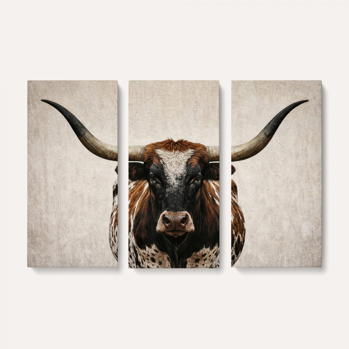 58622065-MGV-CV-36X24 - Texas Longhorn Canvas Wall Art Western Bull Desert Moody Grey Overcast Rustic Farmhouse Framed Large for Living Room Bedroom Office Decor