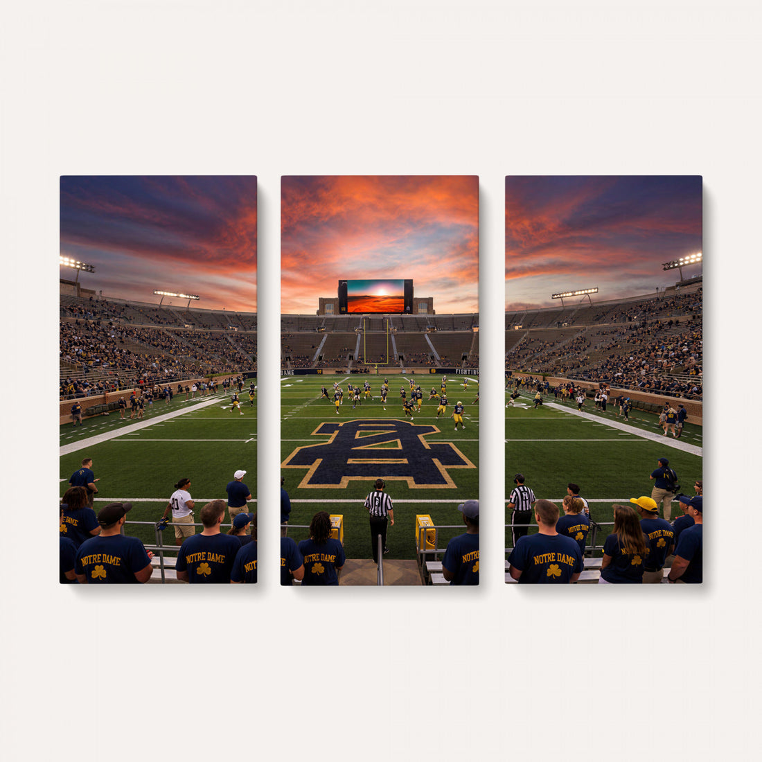 Panoramic Notre Dame Stadium Canvas Wall Art, Notre Dame Fighting Irish Stadium Print for Finished Basement