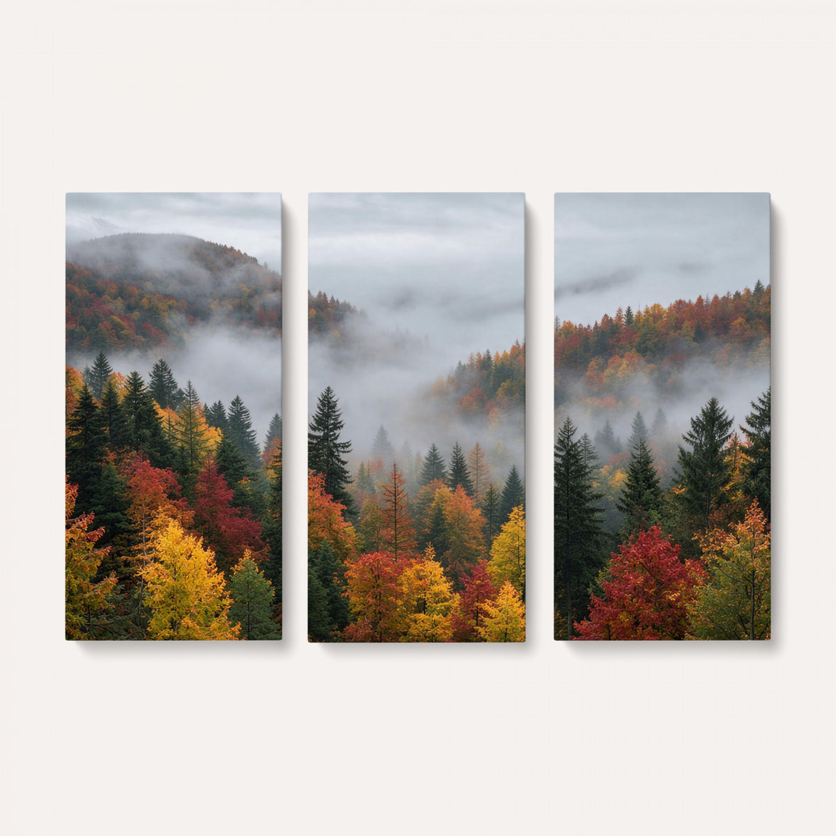 47877083-_Poster-30x20 - Fall Forest Misty Mountain Canvas Print Smoky Mountain Landscape Wall Art Autumn Trees Nature Poster Printing