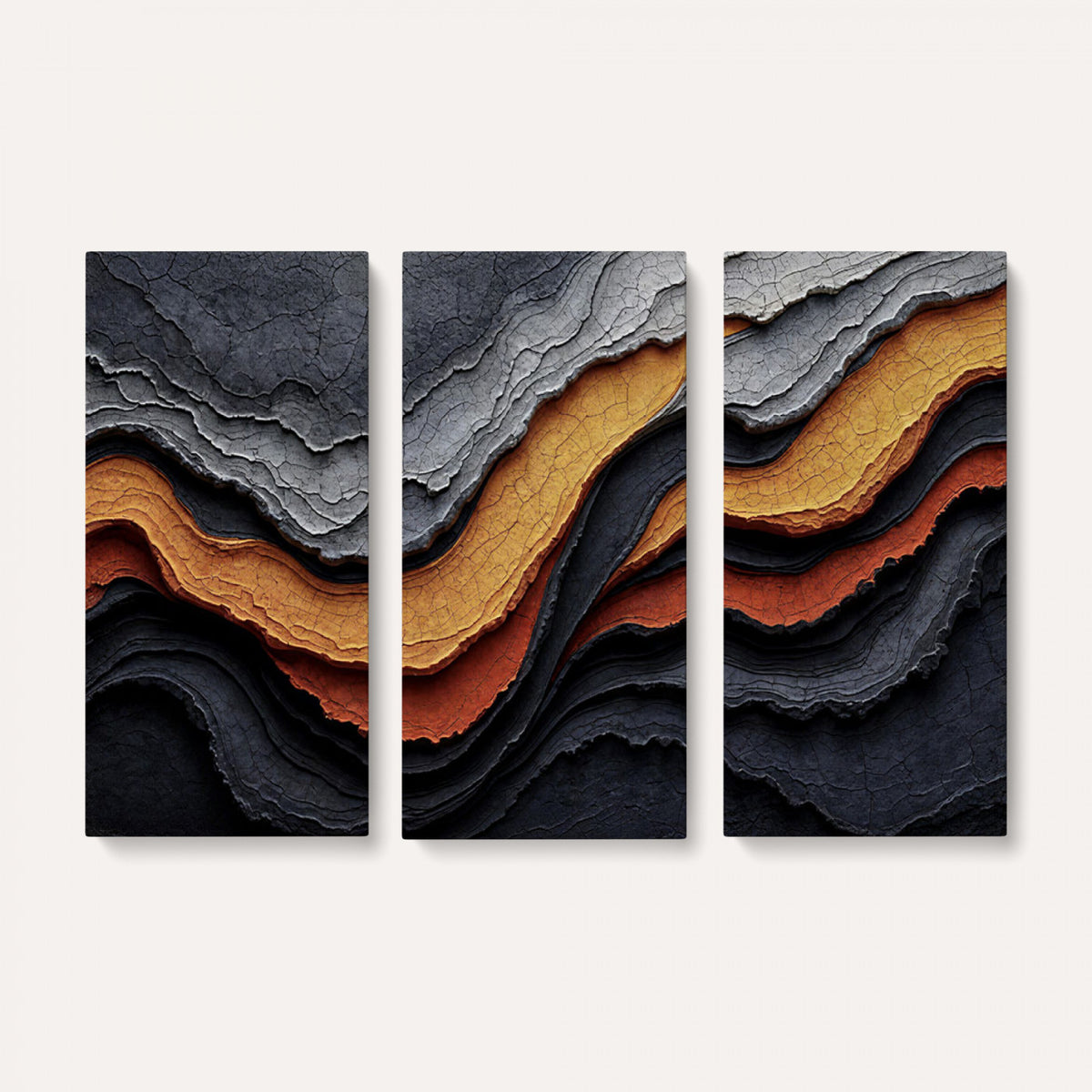 59852489-MGV-CV-36X24 - Abstract Waves Canvas Wall Art - Modern Terracotta and Charcoal Gray Print