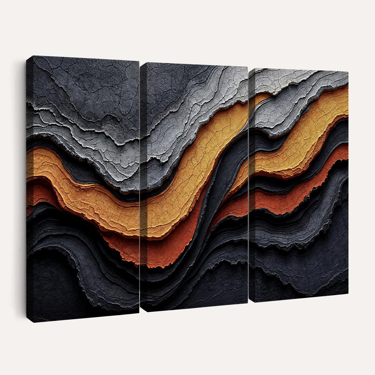 59852489-_Poster-30x20 - Abstract Waves Canvas Wall Art - Modern Terracotta and Charcoal Gray Print