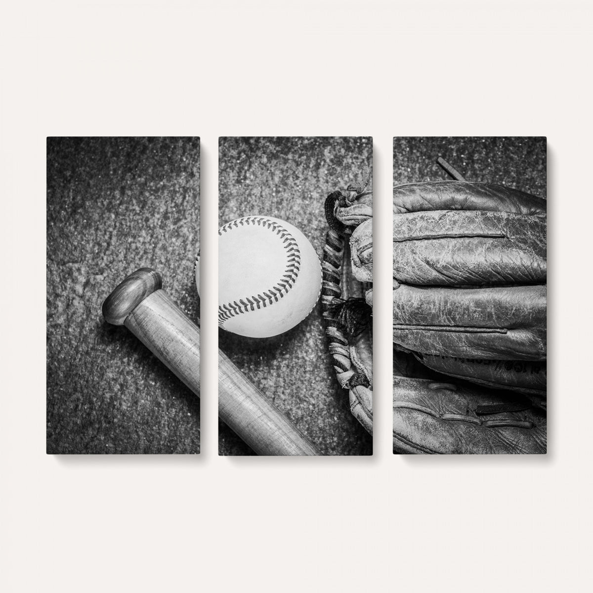 83916D-MGV-CV-36X24 - Vintage Baseball Glove and Bat Sports Wall Art Canvas Print